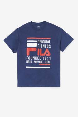 Camiseta Fila Original Fitness Tee Hombre Azul Marino Rojas Blancas | Fila130JH