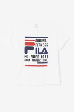 Camiseta Fila Original Fitness Tee Hombre Blancas Azul Marino Rojas | Fila721KN