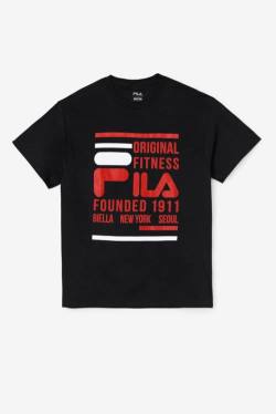 Camiseta Fila Original Fitness Tee Hombre Negras Rojas Blancas | Fila810CX