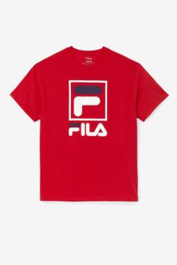 Camiseta Fila Stacked Tee Hombre Rojas Blancas Azul Marino | Fila801QA