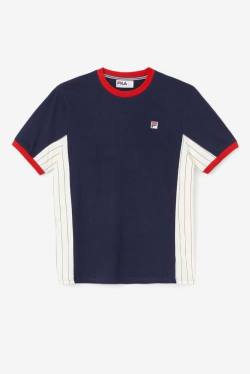 Camiseta Fila Warner Tee Hombre Azul Marino Blancas Rojas | Fila391BH