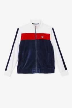 Chaquetas Fila Brice Velour Hombre Azul Marino Blancas Rojas | Fila653VS