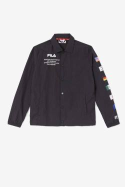 Chaquetas Fila Caquga Hombre Negras Blancas | Fila253TM