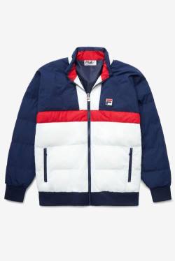 Chaquetas Fila Fausto Ski Hombre Azul Marino Rojas Blancas | Fila603DV