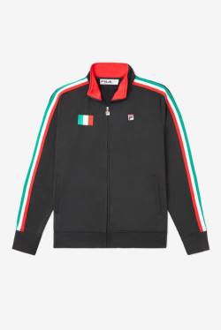 Chaquetas Fila Italy Pista Hombre Negras Rojas | Fila748DC