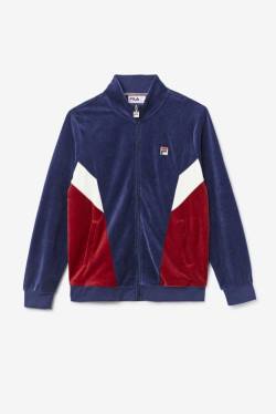 Chaquetas Fila Marten Velour Hombre Azul Marino Blancas | Fila193AB