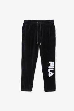 Pantalones Fila Mansur Velour Hombre Negras Blancas | Fila846IE