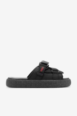 Sandalias de Diapositivas Fila Atlas Hombre Negras Rojas | Fila428MQ