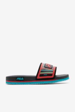 Sandalias de Diapositivas Fila Lunar Hombre Negras Turquesa Rojas | Fila859FL