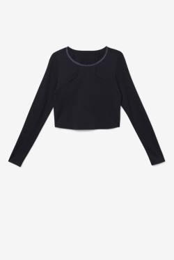 Top Deportivo Fila Uplift Long Sleeve Crop Mujer Negras | Fila769FS