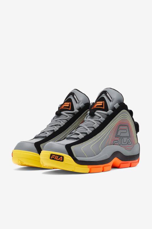 2 Stitch Zapatillas Fila Grant Hill Hombre Negras Rojas Naranjas | Fila481AU