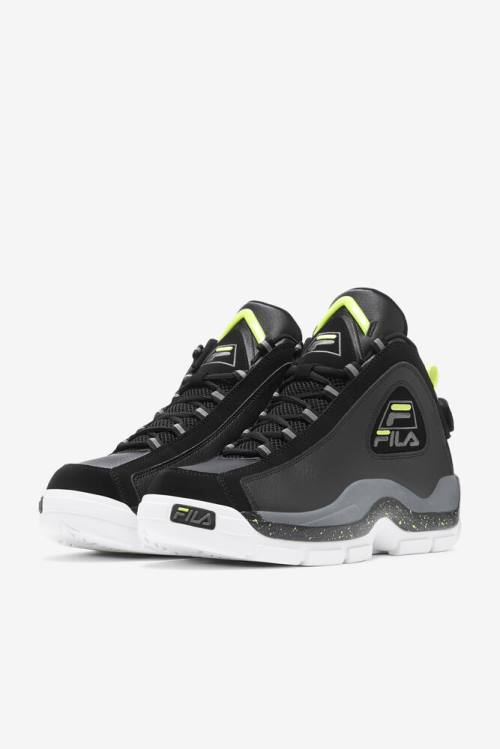 2 Zapatillas Fila Grant Hill Hombre Negras Verde Claro | Fila163GS