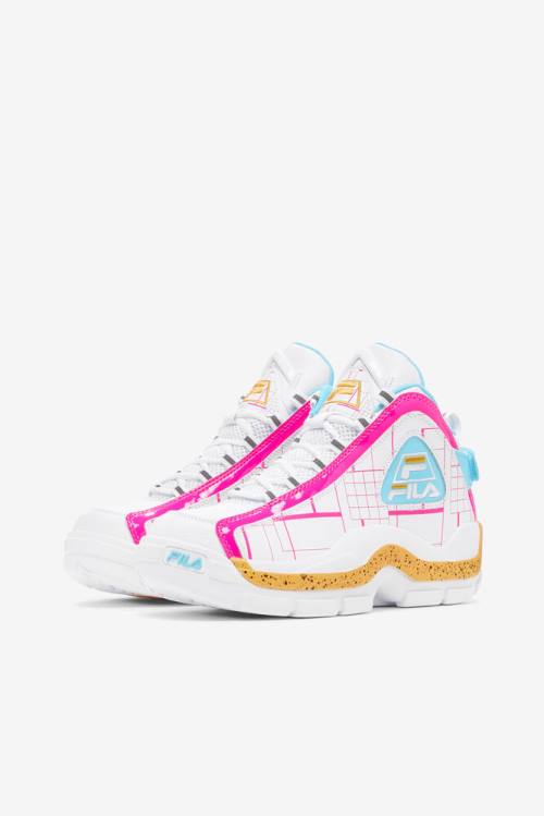 2 Zapatillas Fila Grant Hill Mujer Blancas Rosas Limón | Fila058BO