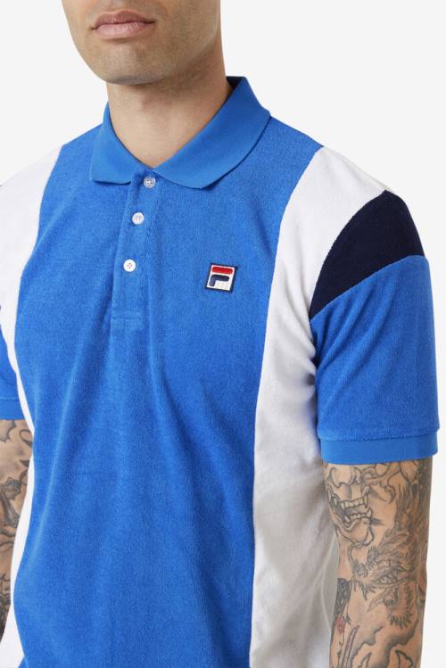 Camisa Polo Fila Astro Terry Hombre Azules Blancas Azul Marino | Fila714FX