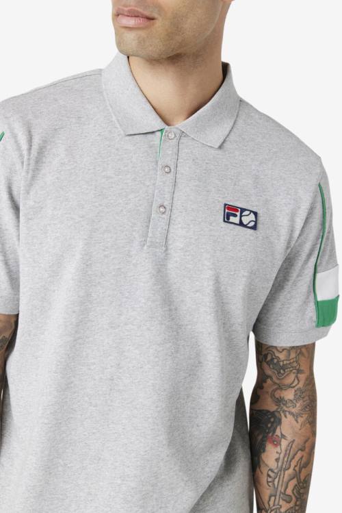 Camisa Polo Fila Coda Hombre Gris Claro Blancas | Fila193WF