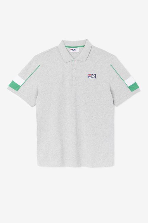 Camisa Polo Fila Coda Hombre Gris Claro Blancas | Fila193WF