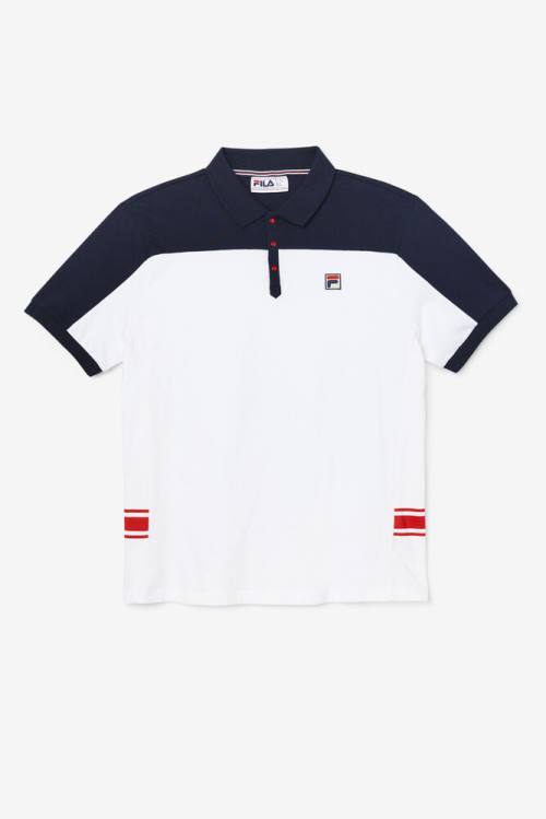 Camisa Polo Fila Mivvi Hombre Blancas Azul Marino Rojas | Fila037FR