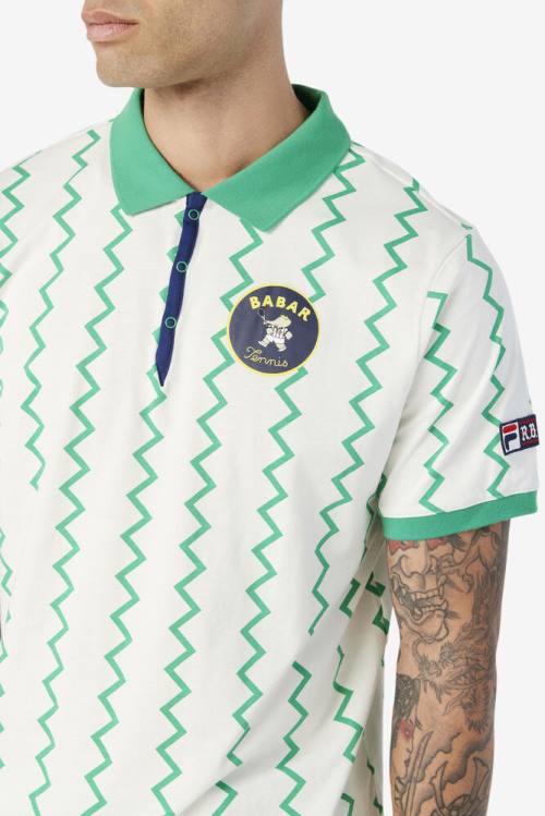 Camisa Polo Fila X Rb Babar Guye Hombre Blancas Verde Menta Oscuro Azules | Fila703EQ