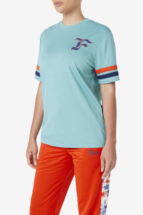 Camiseta Fila Adelaide Jersey Mujer Azules Claro Azul Marino | Fila503TH