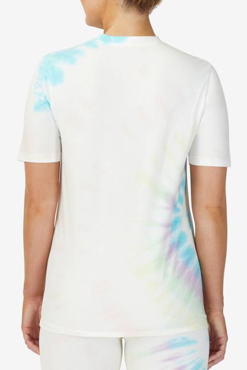 Camiseta Fila Alivia Tie Dye Tee Mujer Creme | Fila179TE