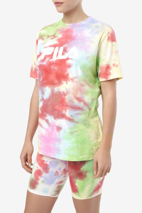 Camiseta Fila Alivia Tie Dye Tee Mujer Verde Blancas Rojas | Fila230EN