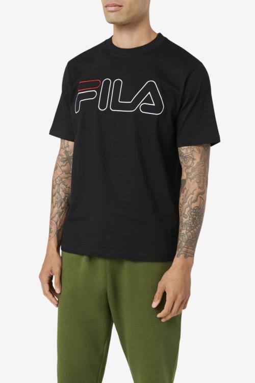 Camiseta Fila Borough Tee Hombre Negras | Fila368JK