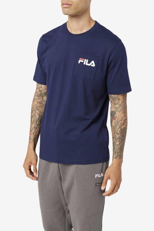 Camiseta Fila Curtis Pocket Tee Hombre Azul Marino | Fila517FE