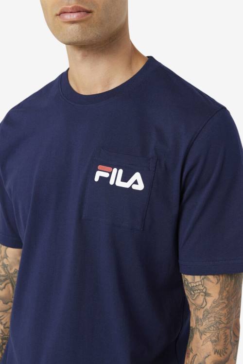 Camiseta Fila Curtis Pocket Tee Hombre Azul Marino | Fila517FE