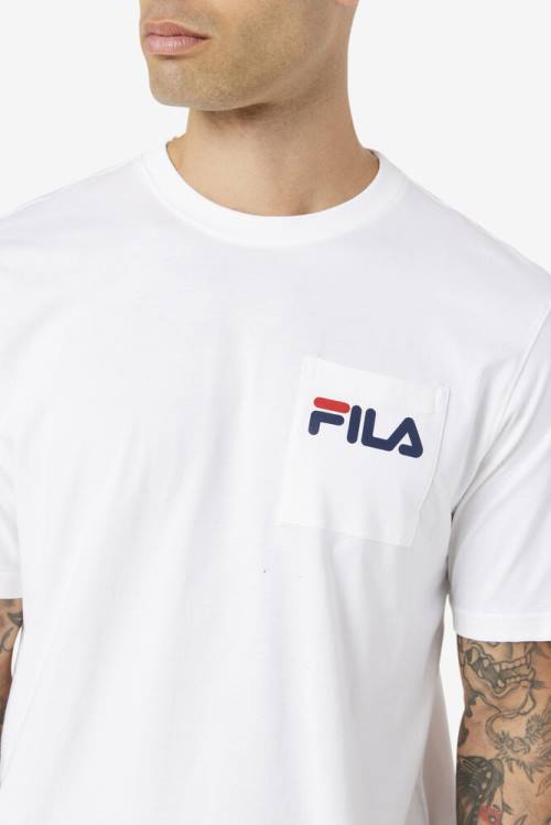 Camiseta Fila Curtis Pocket Tee Hombre Blancas | Fila285BE