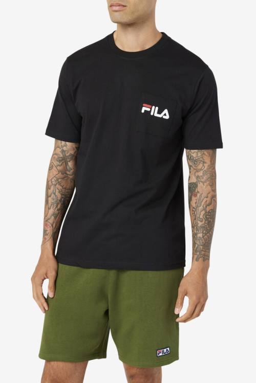 Camiseta Fila Curtis Pocket Tee Hombre Negras Blancas | Fila380GQ