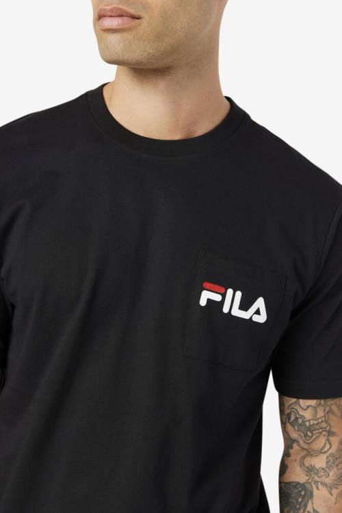 Camiseta Fila Curtis Pocket Tee Hombre Negras Blancas | Fila380GQ