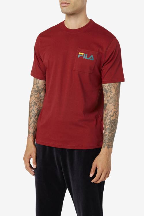 Camiseta Fila Curtis Pocket Tee Hombre Rojas | Fila564XZ