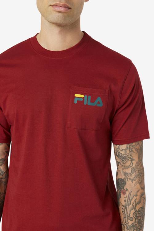 Camiseta Fila Curtis Pocket Tee Hombre Rojas | Fila564XZ