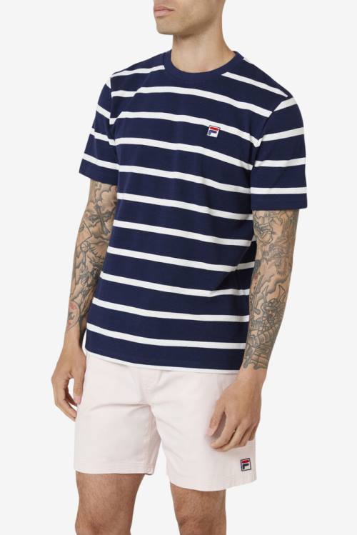 Camiseta Fila Deny Crew Hombre Azul Marino | Fila620CG