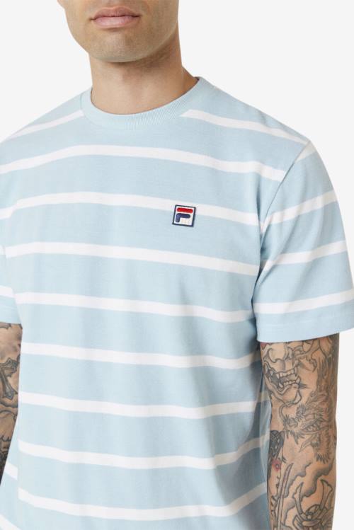 Camiseta Fila Deny Crew Hombre Azules Blancas | Fila385BV