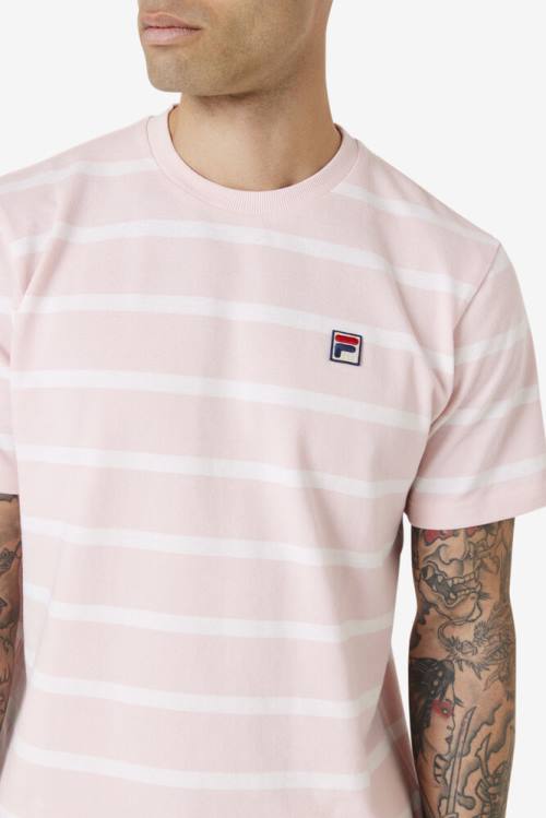 Camiseta Fila Deny Crew Hombre Rosas Blancas | Fila195AF