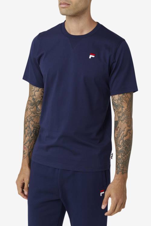 Camiseta Fila Derion Tee Hombre Azul Marino | Fila539XT