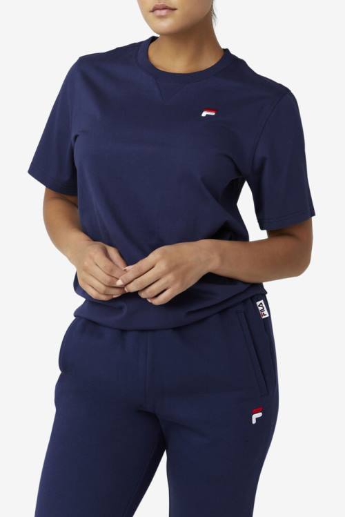 Camiseta Fila Derion Tee Mujer Azul Marino | Fila192MX