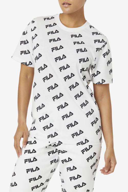 Camiseta Fila Diagonal Logo Tee Hombre Blancas Negras | Fila802DC