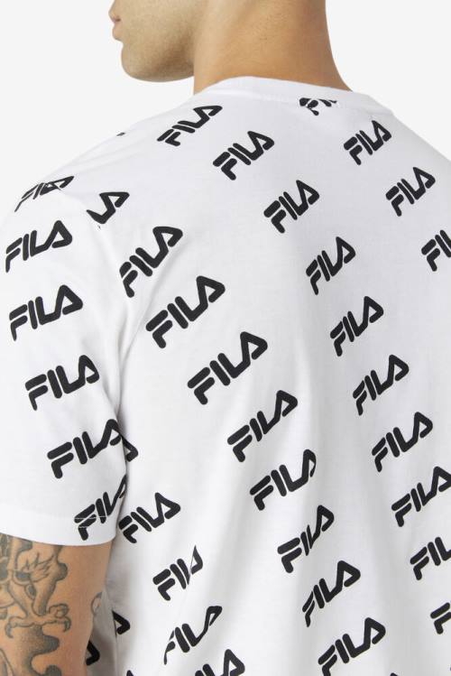 Camiseta Fila Diagonal Logo Tee Hombre Blancas Negras | Fila802DC