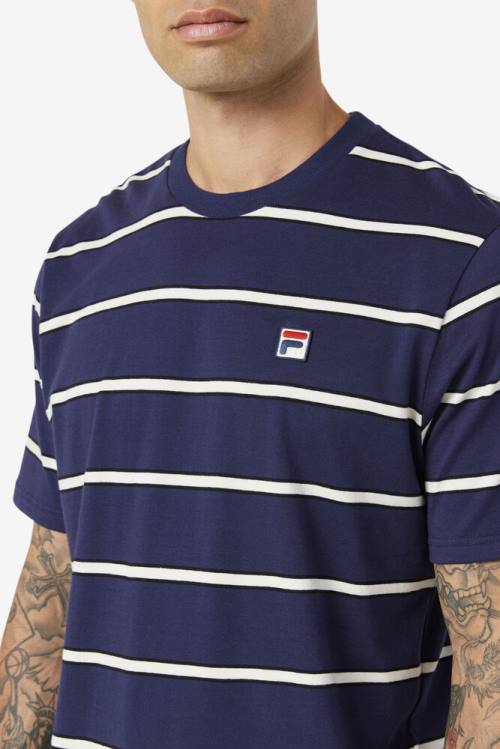 Camiseta Fila Felix Tee Hombre Azul Marino Blancas | Fila918AJ