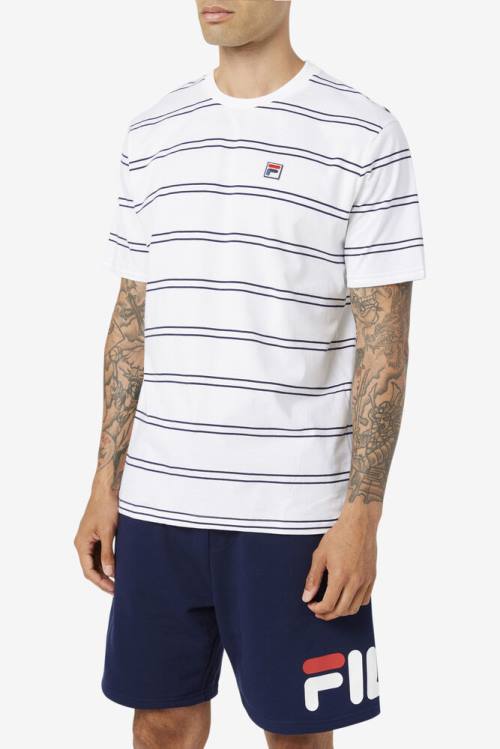 Camiseta Fila Felix Tee Hombre Blancas Azul Marino | Fila731RH