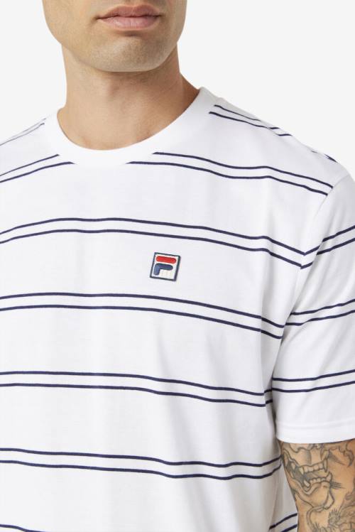 Camiseta Fila Felix Tee Hombre Blancas Azul Marino | Fila731RH