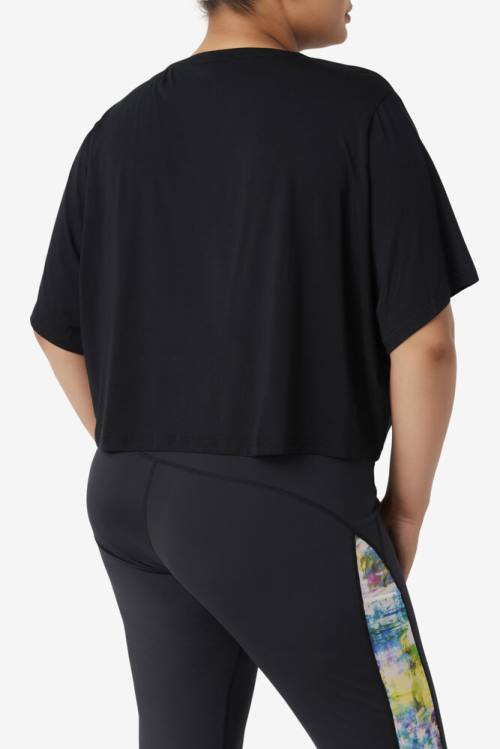 Camiseta Fila Fi-lux Hi-low Crop Top Mujer Negras | Fila532GH