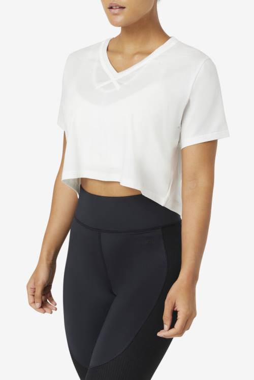 Camiseta Fila Fi-lux High-low Crop Top Mujer Blancas | Fila198HM