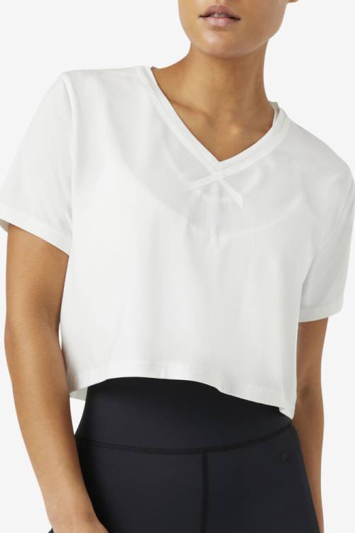 Camiseta Fila Fi-lux High-low Crop Top Mujer Blancas | Fila198HM