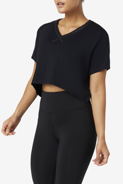 Camiseta Fila Fi-lux High-low Crop Top Mujer Negras | Fila301JY