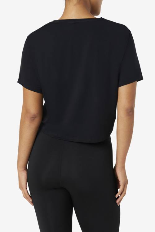 Camiseta Fila Fi-lux High-low Crop Top Mujer Negras | Fila301JY