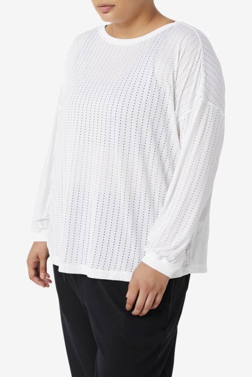 Camiseta Fila Fi-lux Mesh Long Sleeve Top Mujer Blancas | Fila213ID