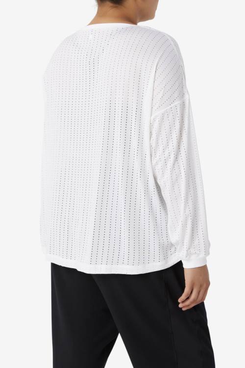 Camiseta Fila Fi-lux Mesh Long Sleeve Top Mujer Blancas | Fila213ID